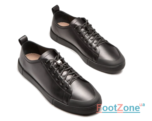 Sneakers black leather men's Davis 1425: style and comfort in one pair of shoes